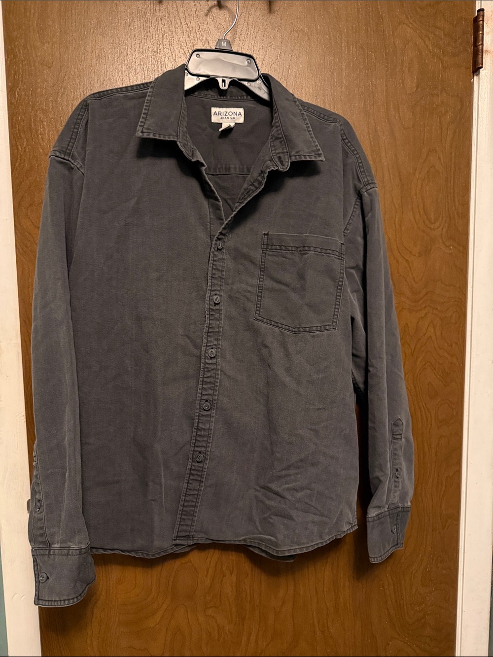 Arizona Jean Company Men's Charcoal Gray Long-Sleeve Button-Down Shirt size XL